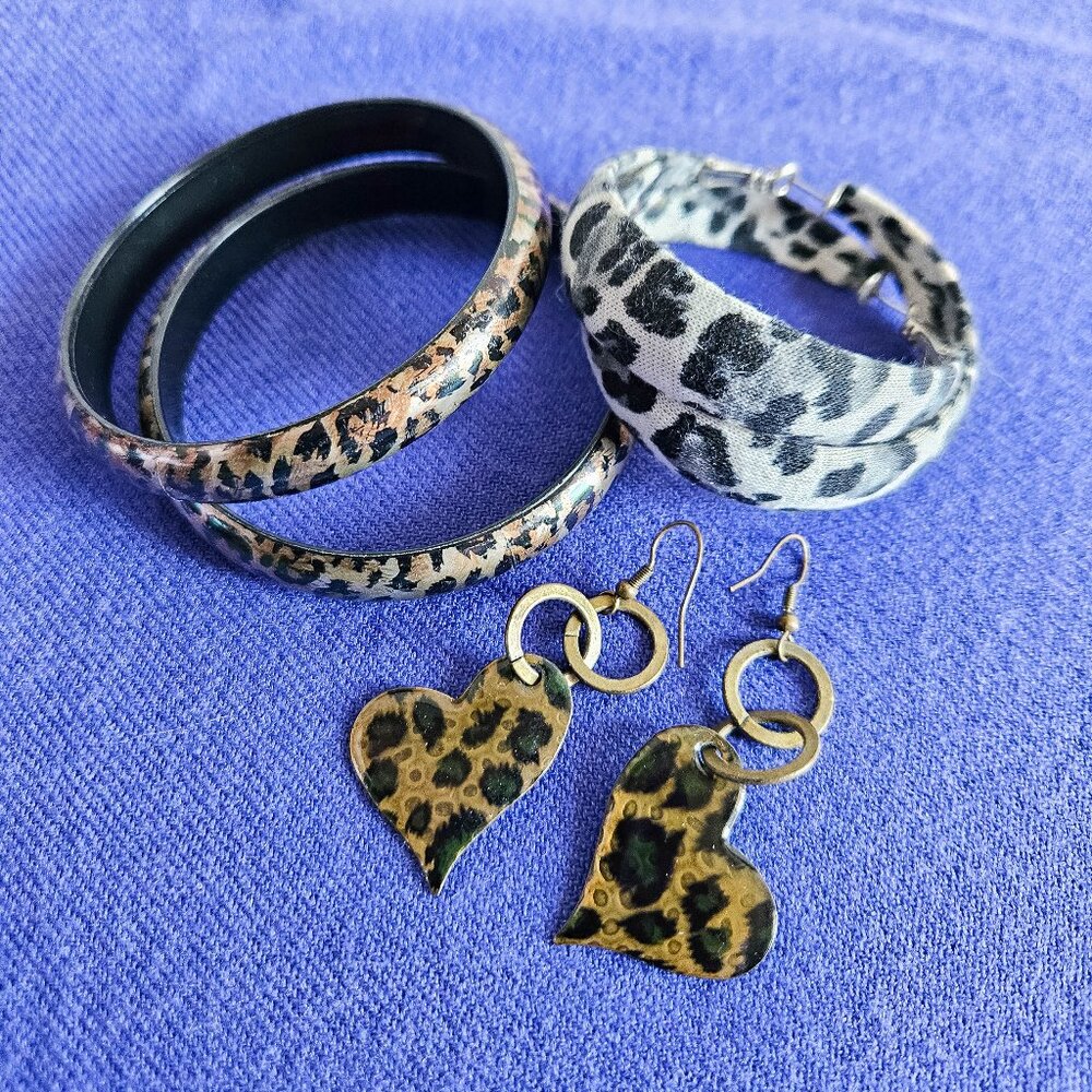 Leopard Print Earrings & Bracelet